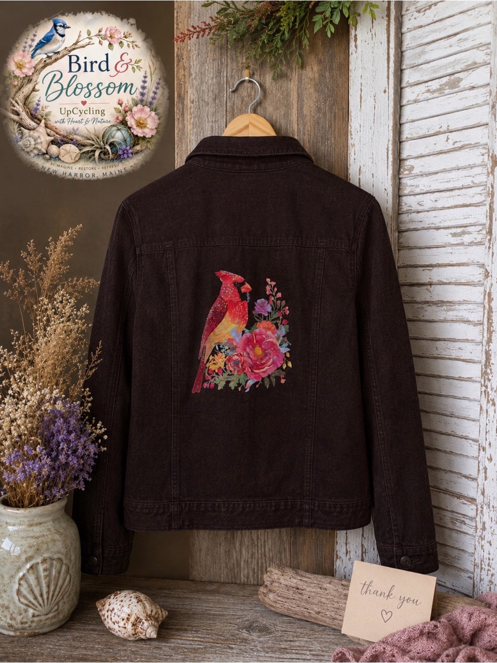 Ruby Rd. | 14 | UpCycled Jacket | Bird & Blossom Cardinal | Read Description